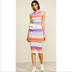Alice + Olivia Jenner Striped Knit Bodycon Midi Dress